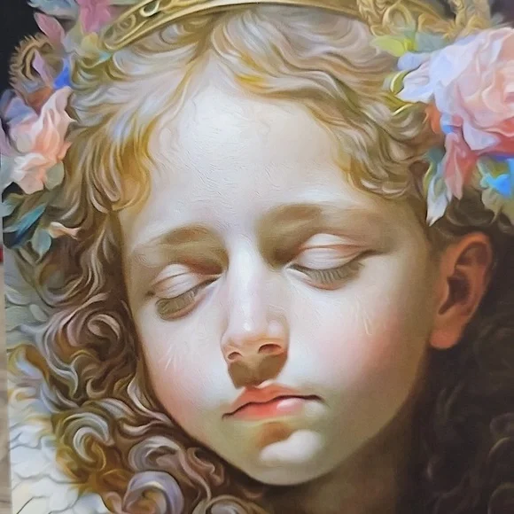 4x6 Guardian Angel Resting Watercolor Art Oil Painting - Picture 2 of 5